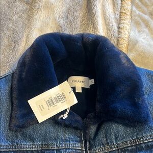 Frame Denim Jacket with Faux Fur Collar
